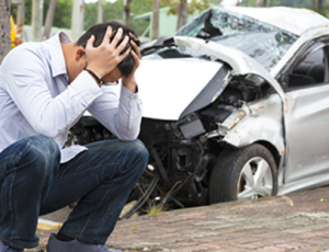 Man in distress from a personal injury car accident.